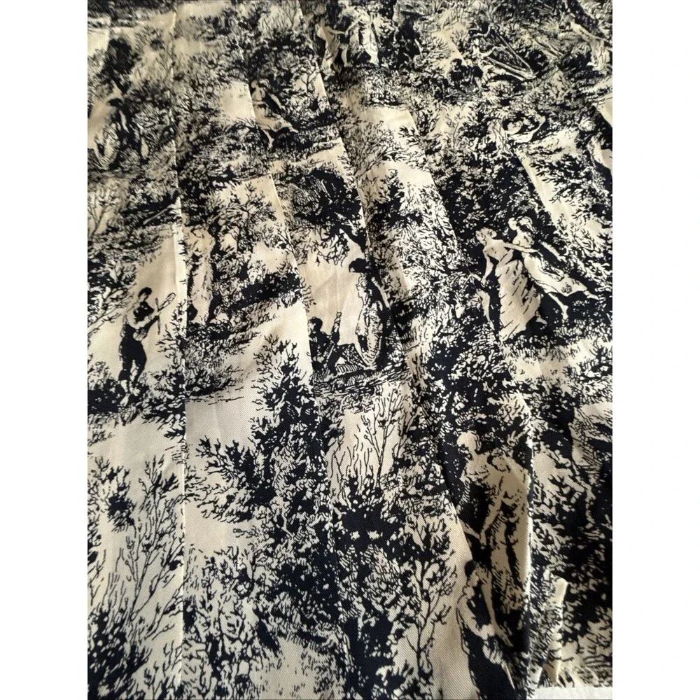 NWT J. Crew Toile Print Pleated Skirt Size 20 NWT Black Cream Quiet Luxury